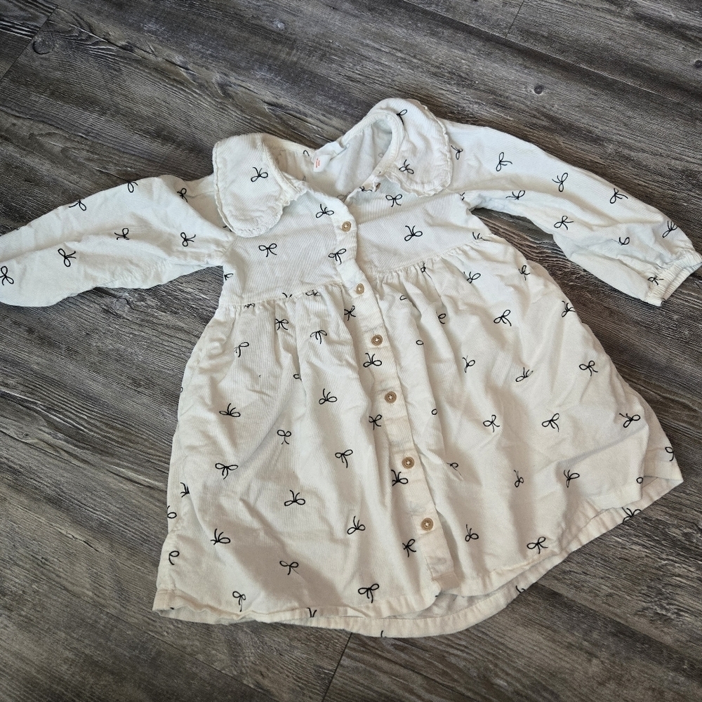 3T Girls Charming White Kids Dress with Bow Pattern